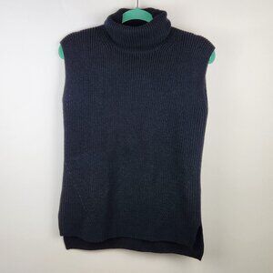Everlane Black 100% Wool Chunky Knit Sleeveless Turtleneck Sweater sz XS